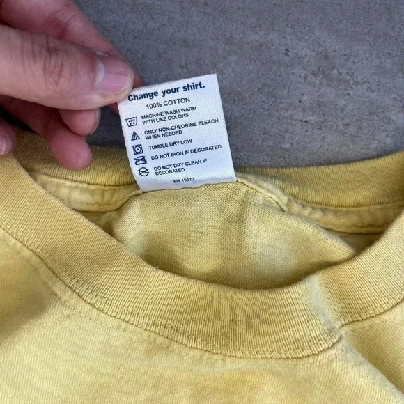 Delta Magnum Weight Mediterranean Palm Tree Embroidered Yellow T-Shirt Mens M - Picture 4 of 6